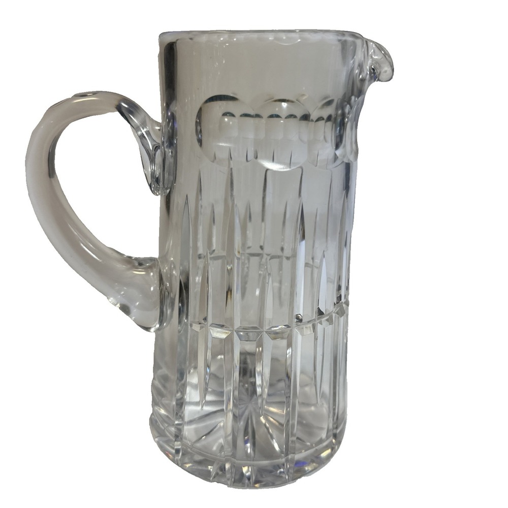 Ceskci Crystal Bohemian Czech Pitcher Water Jug Vertical Cut Glass